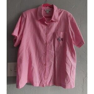 A.K.G. Tops Blouse Button Down Women's 2X  Linen, Rayón,,pink Color, 22 Inch Of